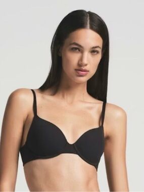 SKIMS Black Molded Underwire Bra with Smooth Finish